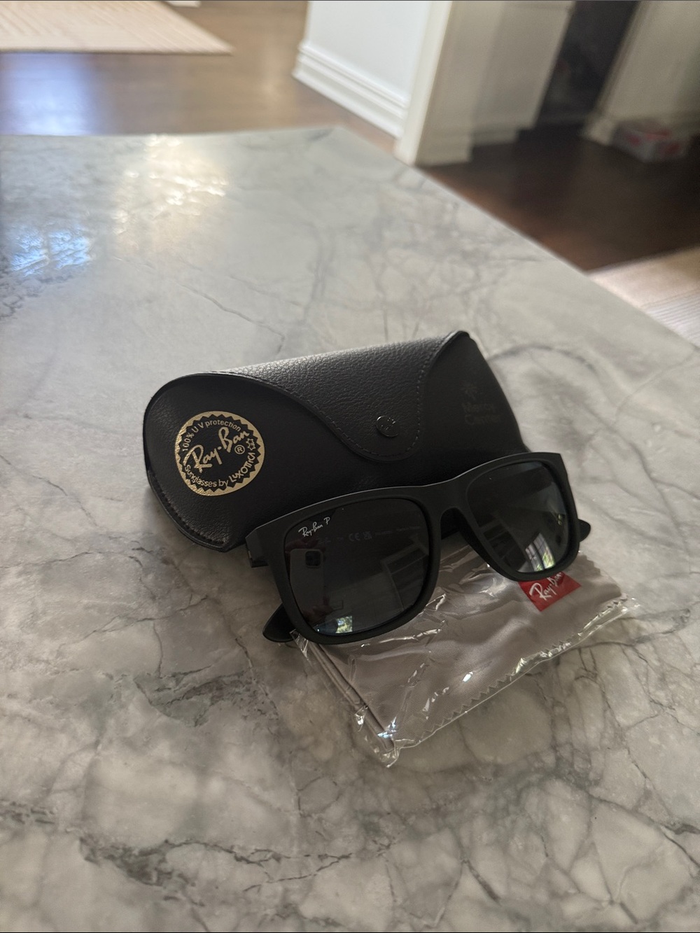 Justin Ray-Ban Black Sunglasses with Black Case
